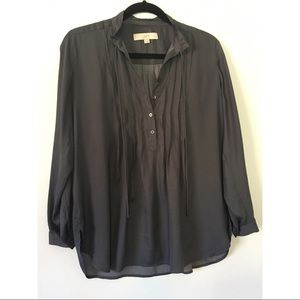 LOFT Small Petite Dark Grey Long Sleeve Blouse
